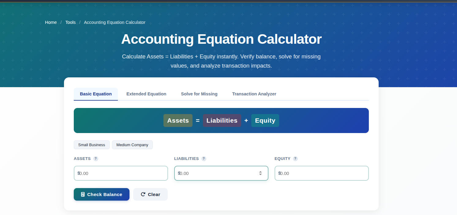 Accounting Equation Calculator preview