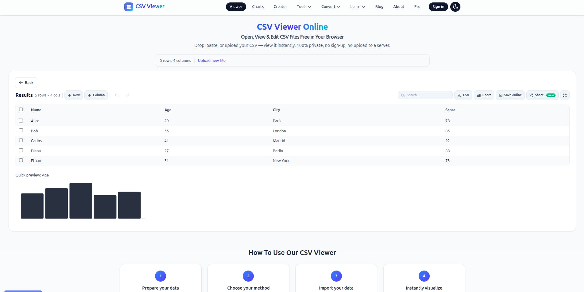 CSV Viewer preview
