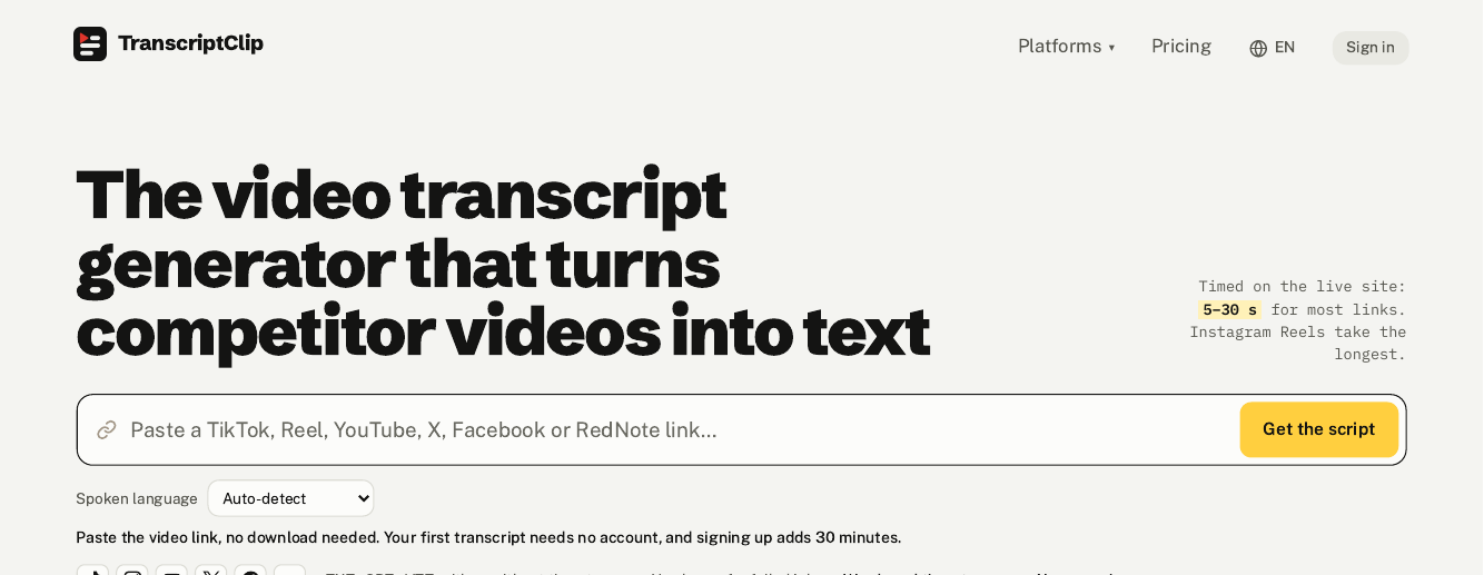 TranscriptClip preview