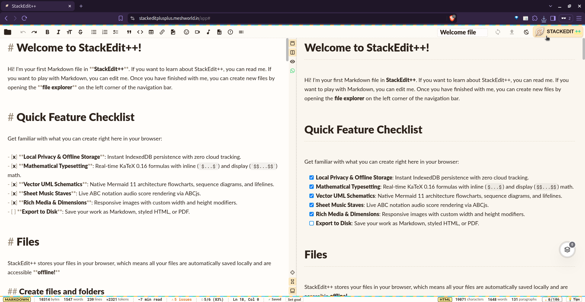 StackEdit++ preview